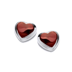 Sterling Silver Red Love Heart Earrings