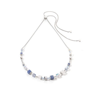 Coeur De Lion GeoCUBE Precious & Slider Closure Necklace Silver-Blue
