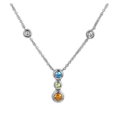 Sterling Silver Multi Coloured Orb Necklace