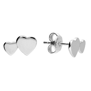 Sterling Silver Hearts Stud Earrings