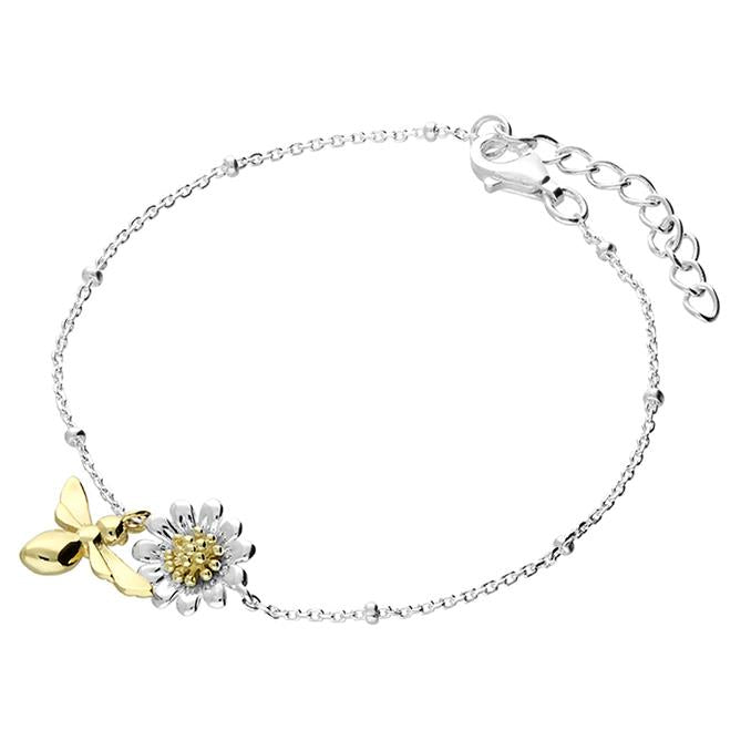 Sterling Silver Bee and Daisy Bracelet