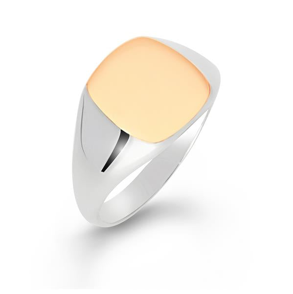 Sterling Silver and Yellow Gold Gents Signet Ring