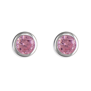 Sterling Silver October Rubover Stud Earrings