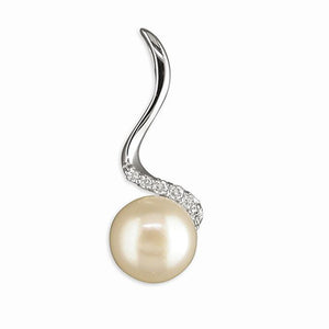Sterling Silver Pearl and Cubic Zirconia Necklace