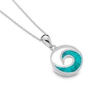 Load image into Gallery viewer, Sterling Silver Ocean Wave Turquoise Pendant and Chain
