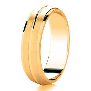 Court Shaped Band With Polished & Satin Bands