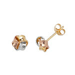 Three Coloured 9ct Gold Knot Stud Earrings