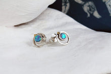 Load image into Gallery viewer, Textured Silver Stud Earrings with Opalite
