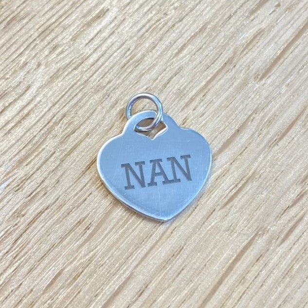 Sterling Silver 'Nan' Engraved Heart Pendant and Chain