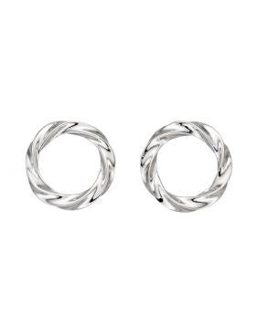 Sterling Silver Open Circle Twisted Stud Earrings