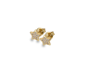 9ct Yellow Gold Multi CZ Set Star Stud Earrings