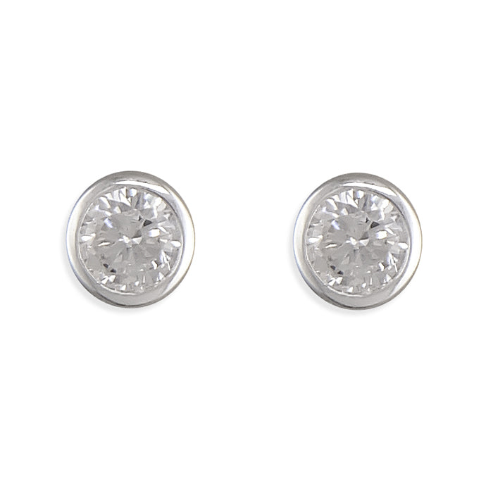 April Birthstone Stud Earrings, Sterling Silver