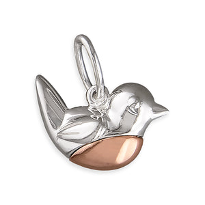 Sterling Silver & Rose Gold Robin Pendant