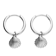 Load image into Gallery viewer, Sterling Silver Clam Shell Huggies/Hoops
