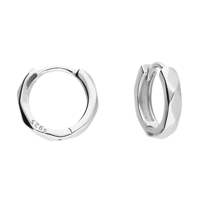 Sterling Silver Squared Huggie Hoop Earrings