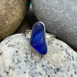 Colbolt Blue Sea Glass Ring