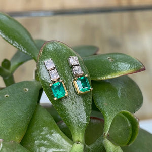 18ct Emerald & Diamond Earrings