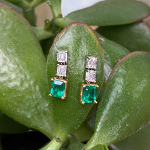 Load image into Gallery viewer, 18ct Emerald &amp; Diamond Earrings
