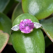 Load image into Gallery viewer, Platinum &amp; Rose Gold Hot Pink Sapphire &amp; Diamond Ring
