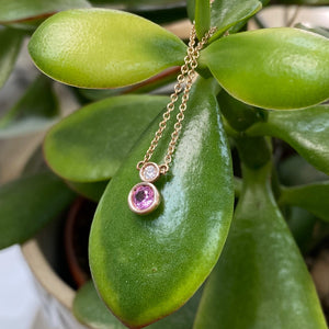 Rose Gold Pink Sapphire & Diamond Necklace