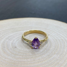 Load image into Gallery viewer, 18ct Yellow Gold Purple Sapphire &amp; Diamond Ring
