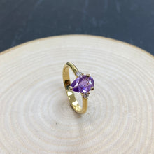 Load image into Gallery viewer, 18ct Yellow Gold Purple Sapphire &amp; Diamond Ring
