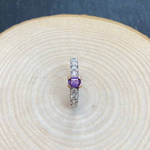 Platinum & Rose Gold Purple Sapphire & Diamond Ring