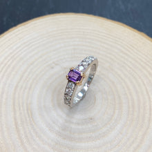 Load image into Gallery viewer, Platinum &amp; Rose Gold Purple Sapphire &amp; Diamond Ring
