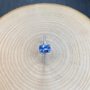 Platinum Ceylon Blue Sapphire & Diamond Ring