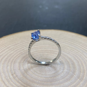 Platinum Ceylon Blue Sapphire & Diamond Ring