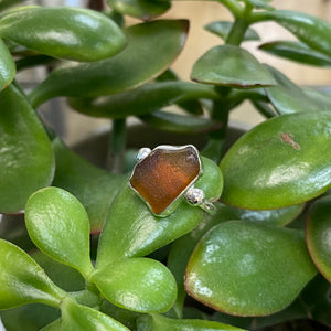 Sterling Silver Orange Sea Glass Ring