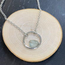 Load image into Gallery viewer, Sterling Silver Hammered Ring and Sea Glass Pendant
