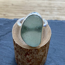 Load image into Gallery viewer, Handmade Sterling Silver Large Sea Glass Ring
