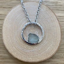Load image into Gallery viewer, Sterling Silver Hammered Ring and Sea Glass Pendant
