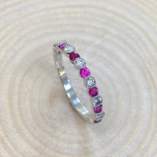 Load image into Gallery viewer, 9ct White Gold Hot Pink Sapphire &amp; Diamond Eternity Ring
