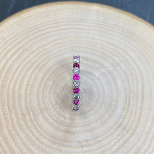 9ct White Gold Hot Pink Sapphire & Diamond Eternity Ring