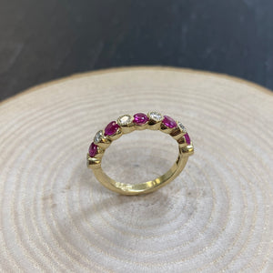 Raspberry Pink Sapphire & Diamond Eternity Ring