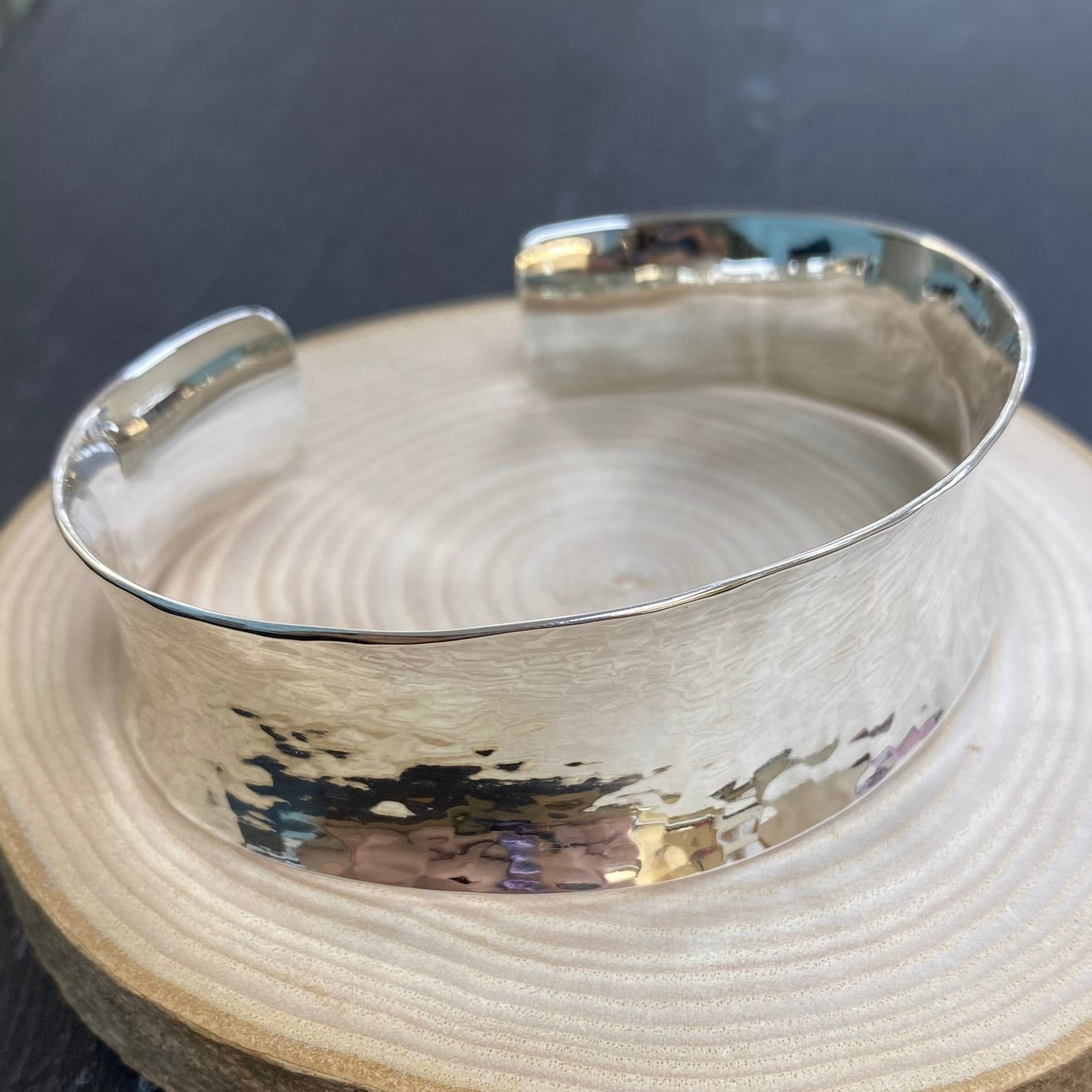 Handmade Sterling Silver Hammered Cuff Bangle