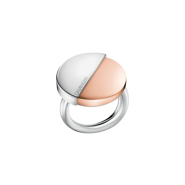 Calvin Klein Stainless Steel & Rose Coloured Statement Ring With Disc