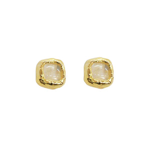 Square Moonstone Gold Plated Studs