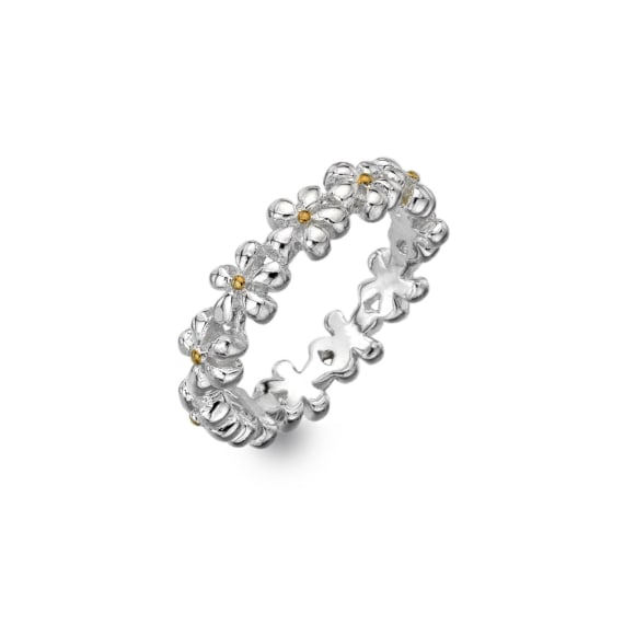 Sterling Silver Daisy Full Band Ring