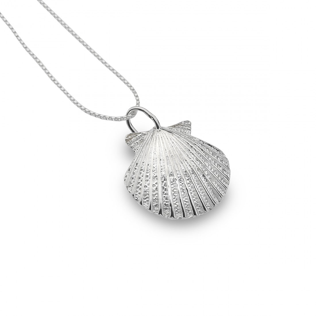 Scallop Shell Necklace In Sterling Silver