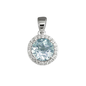 Sterling Silver Blue Topaz Pendant and Chain