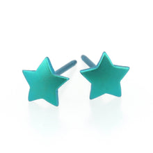 Load image into Gallery viewer, Star Titanium Stud Earrings Kingfisher Blue
