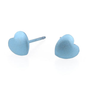 Heart Titanium Stud Earrings Sky Blue