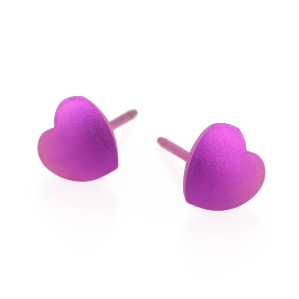 Heart Titanium Stud Earrings Candy Pink