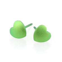 Load image into Gallery viewer, Heart Titanium Stud Earrings Fresh Green
