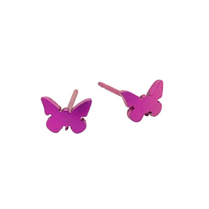 Titanium Butterfly Shaped Stud Earrings Candy Pink