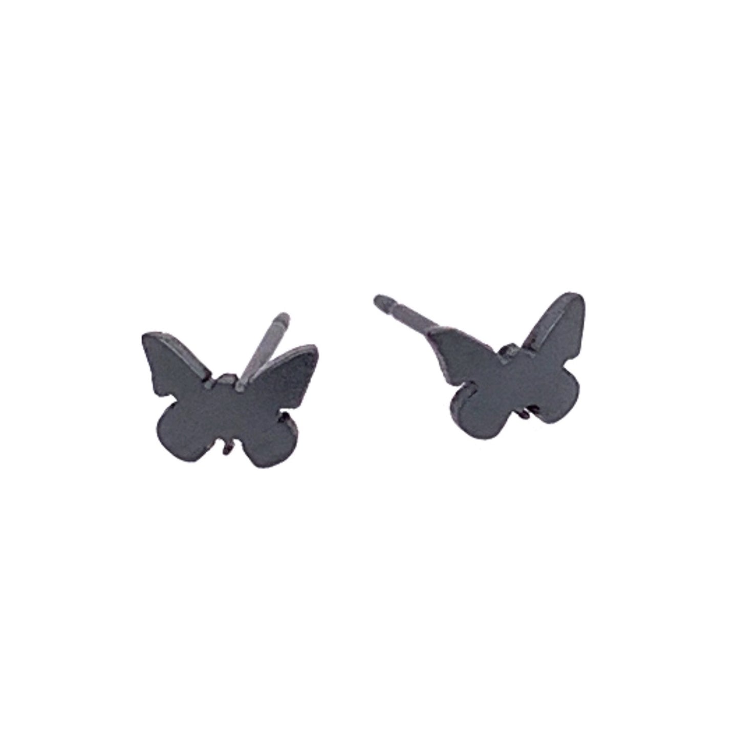 Titanium Butterfly Shaped Stud Earrings Black