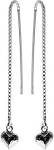 Sterling Silver Pull Through Small Heart Drop Earrings